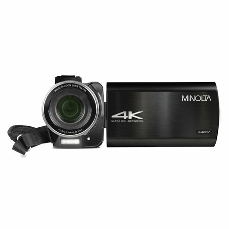 MINOLTA MN4K100Z 4K Ultra HD 36x Digital Zoom Video Camcorder with Rechargeable Battery Black MN4K100Z-BK